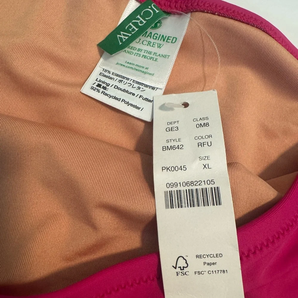 NWT J.CREW Bikini Bottom Radiant Fuchsia High Rise Full Coverage BM642, Size XL